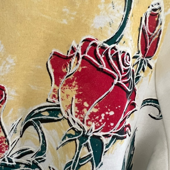 ROSE DESIGN LONG SLEEVE TSHIRT SIZE LARGE - Picture 7 of 8